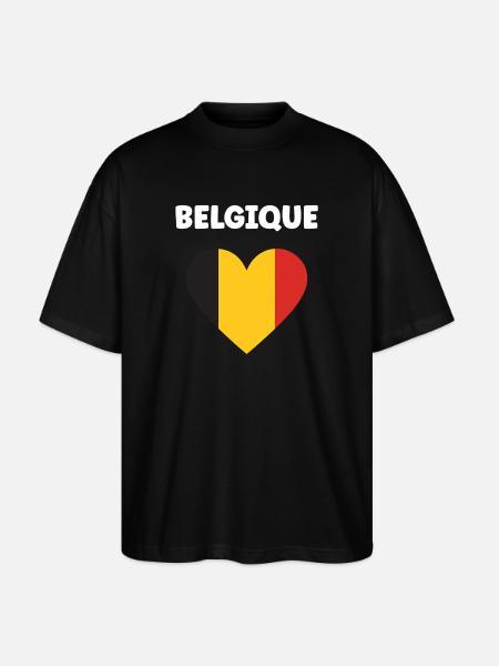 Belgische Herz-Trikolore - Stanley/Stella Oversized Unisex Bio T-Shirt Blaster 2.0 - Schwarz