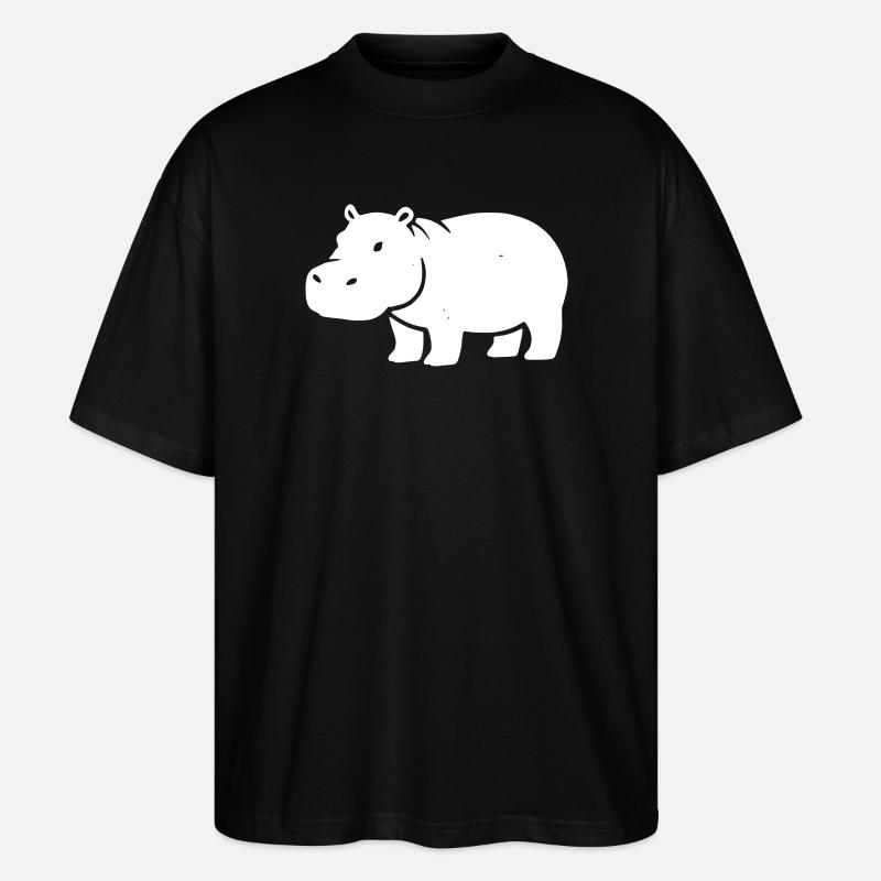 Nilpferd Silhouette Weiß - Stanley/Stella Oversized Unisex Bio T-Shirt Blaster 2.0 - Schwarz