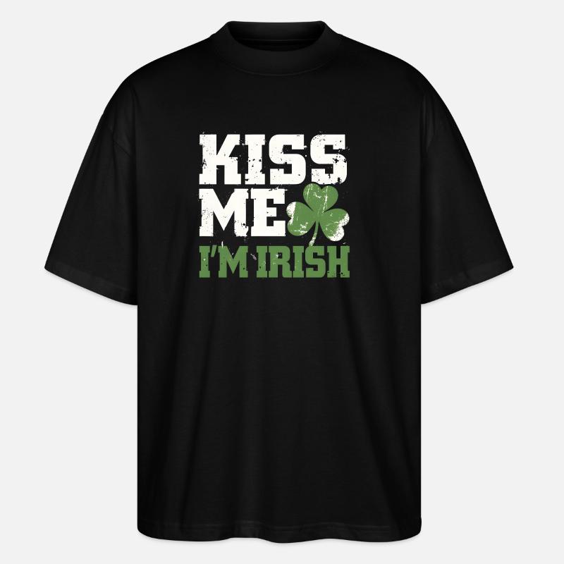 Embrasse-moi, je suis Irish Shamrock - T-shirt bio Blaster 2.0 coupe oversize Stanley/Stella Unisexe - noir