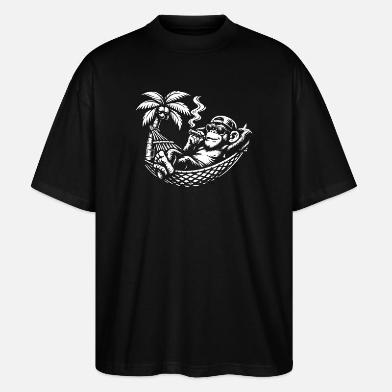 Chill Monkey Hammock Cigar - Stanley/Stella Oversized Unisex Organic T-shirt Blaster 2.0 - black