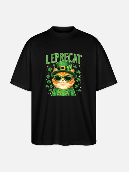 Leprecat St Patrick’s Irish Lucky Cat - T-shirt bio Blaster 2.0 coupe oversize Stanley/Stella Unisexe - noir