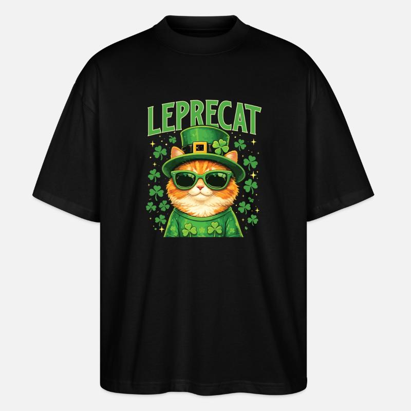 Leprecat St Patrick’s Irish Lucky Cat - T-shirt bio Blaster 2.0 coupe oversize Stanley/Stella Unisexe - noir