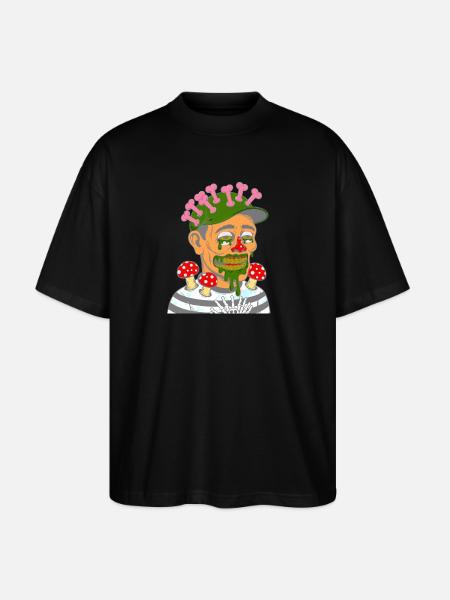 Pilzzombie Porträt mit Pilzen - Stanley/Stella Oversized Unisex Bio T-Shirt Blaster 2.0 - Schwarz