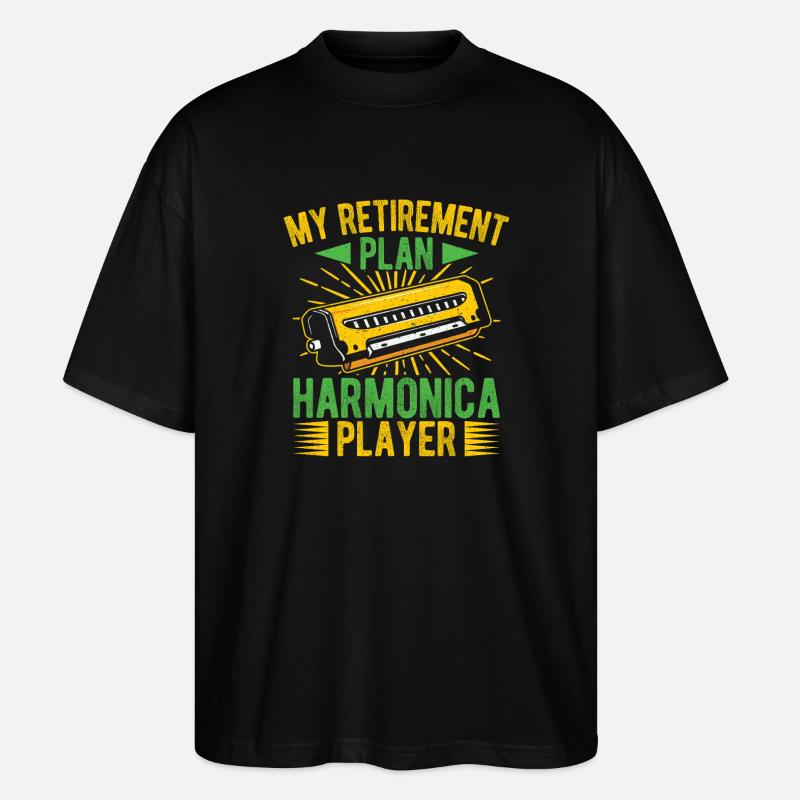 Funny Harmonica Player Retirement Plan Player - Stanley/Stella Oversized Unisex Organic T-shirt Blaster 2.0 - black