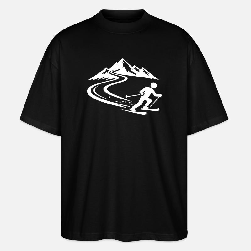 Piste de ski Mountains - T-shirt bio Blaster 2.0 coupe oversize Stanley/Stella Unisexe - noir