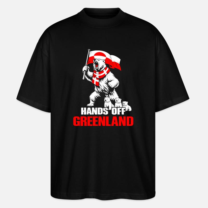 Eisbär und Grönlandflagge - Stanley/Stella Oversized Unisex Bio T-Shirt Blaster 2.0 - Schwarz