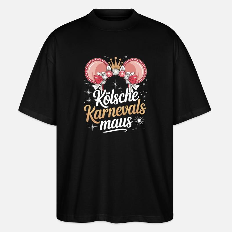 Kölsche Karnevalsmaus Karneval Köln Kölner Maus - Stanley/Stella Oversized Unisex Bio T-Shirt Blaster 2.0 - Schwarz
