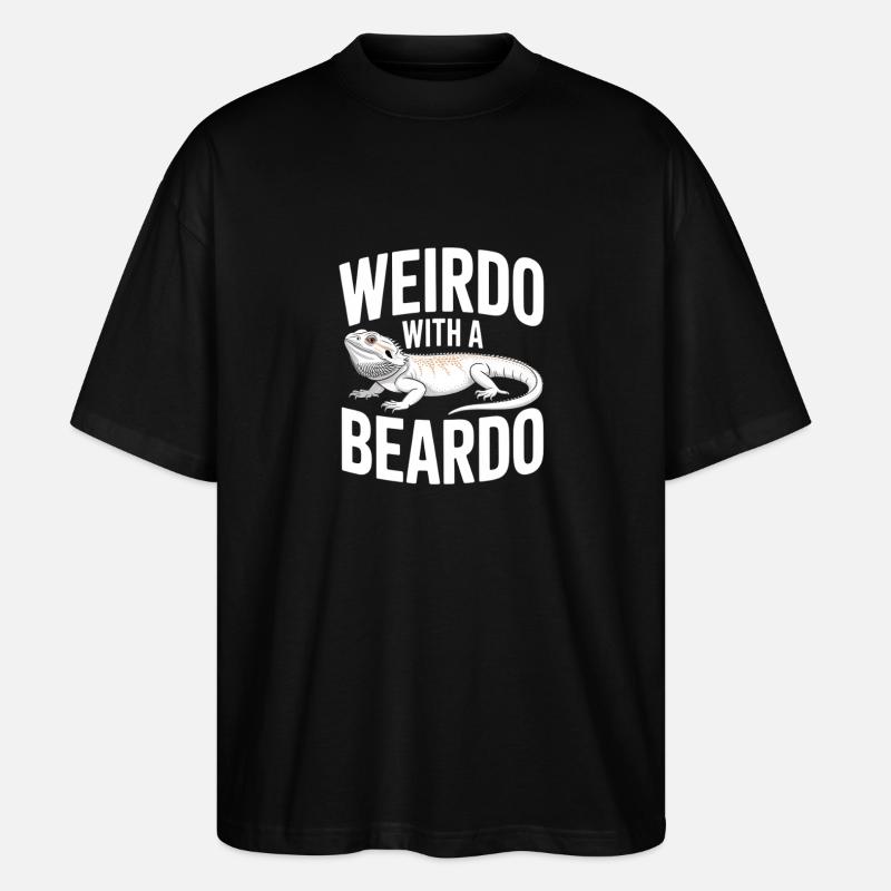 Weirdo Beardo Lizard Tee - Stanley/Stella Oversized Unisex Organic T-shirt Blaster 2.0 - black