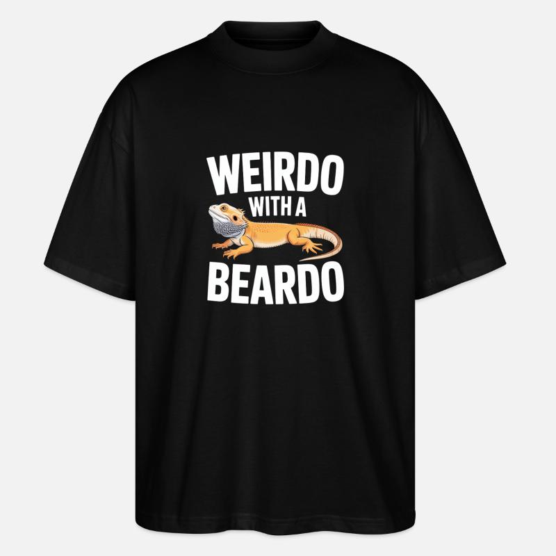 Beardo Lizard Caption Tee - Stanley/Stella Oversized Unisex Organic T-shirt Blaster 2.0 - black