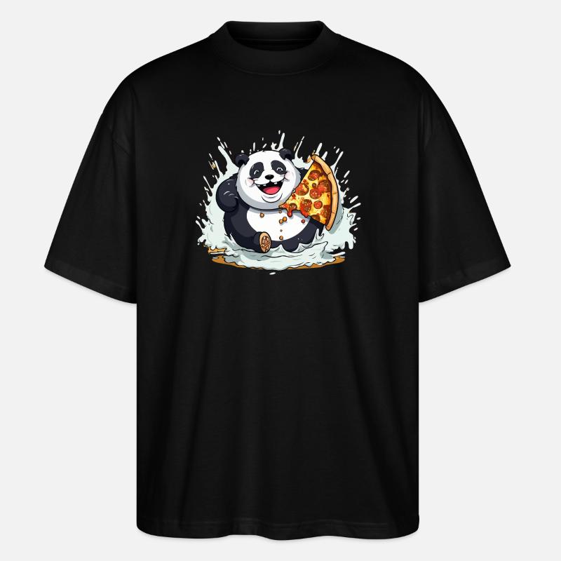 Dessin animé Panda Pizza Splash - T-shirt bio Blaster 2.0 coupe oversize Stanley/Stella Unisexe - noir