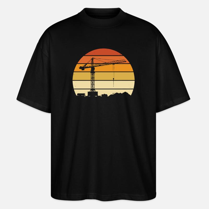 Kranführer Retro Design – Baustelle & Baukran - Stanley/Stella Oversized Unisex Bio T-Shirt Blaster 2.0 - Schwarz