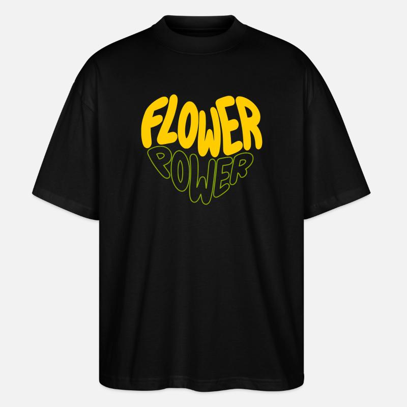 Flower Power Retro Print - Stanley/Stella Oversized Unisex Bio T-Shirt Blaster 2.0 - Schwarz