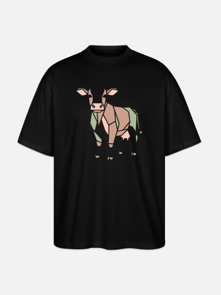Geometric Cow Low Poly Modern - Stanley/Stella Oversized Unisex Organic T-shirt Blaster 2.0 - black
