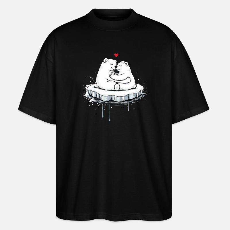 Zwei kuschelnde Eisbären auf Eisscholle  - Stanley/Stella Oversized Unisex Organic T-shirt Blaster 2.0 - black