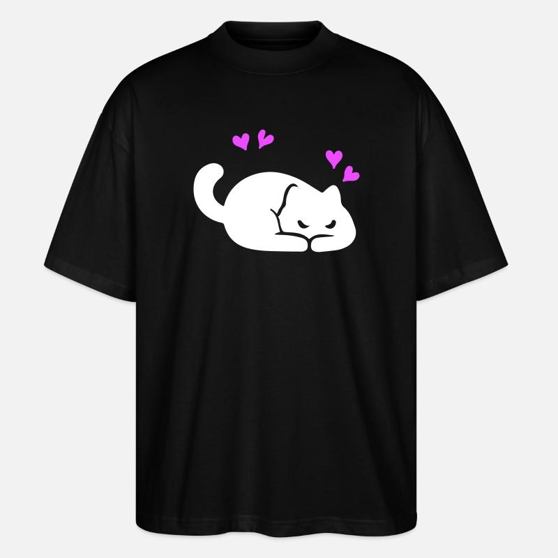 Katze Liebe - Stanley/Stella Oversized Unisex Bio T-Shirt Blaster 2.0 - Schwarz