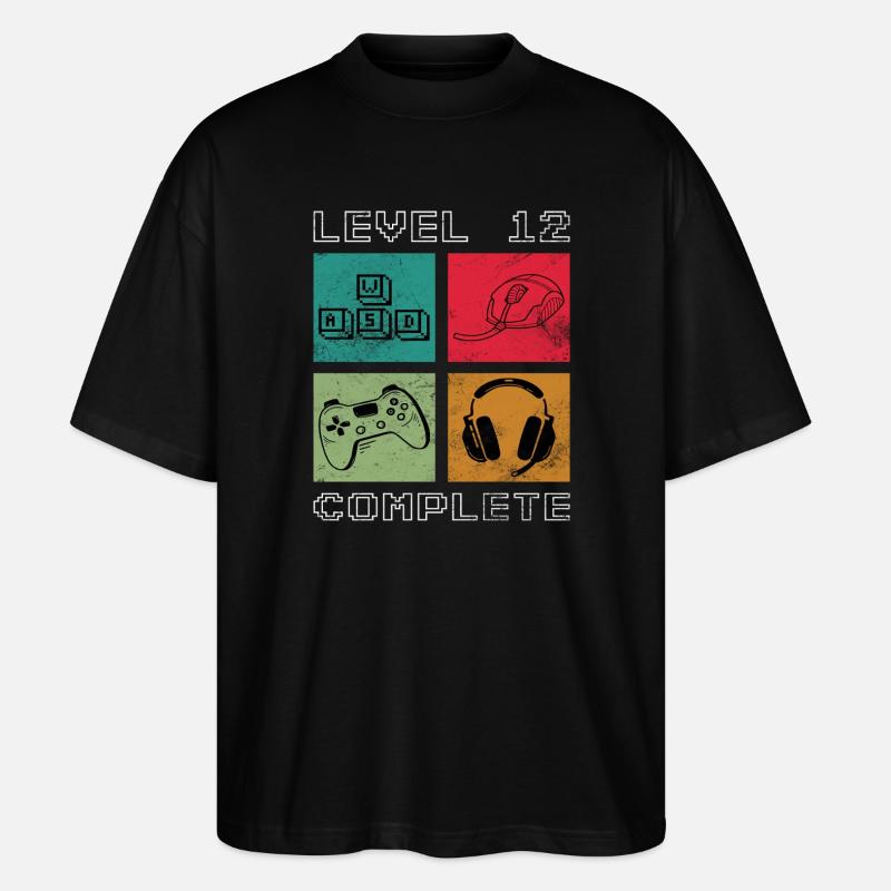 Level 12 abgeschlossen - Stanley/Stella Oversized Unisex Bio T-Shirt Blaster 2.0 - Schwarz