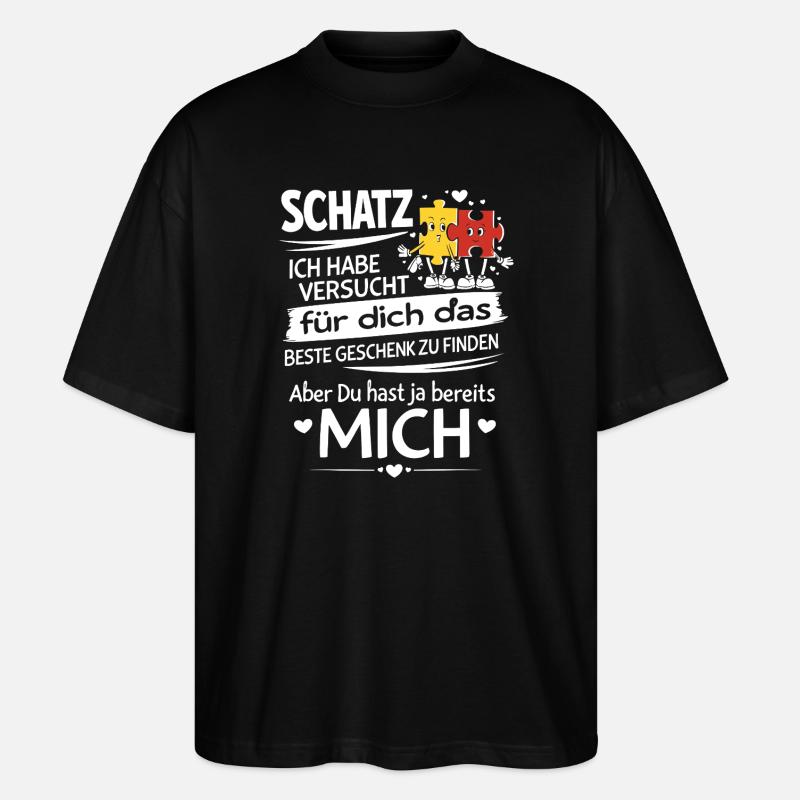 Schatz Geschenk Spruch Puzzleherz - Stanley/Stella Oversized Unisex Bio T-Shirt Blaster 2.0 - Schwarz