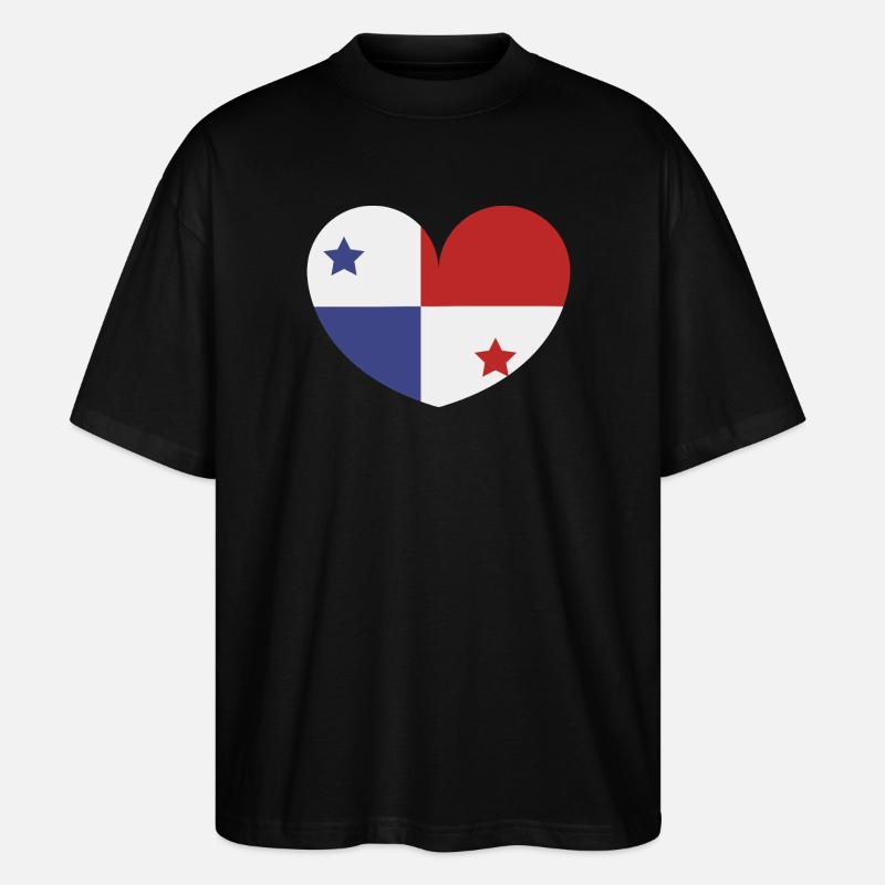 Drapeau du cœur du Panama - T-shirt bio Blaster 2.0 coupe oversize Stanley/Stella Unisexe - noir