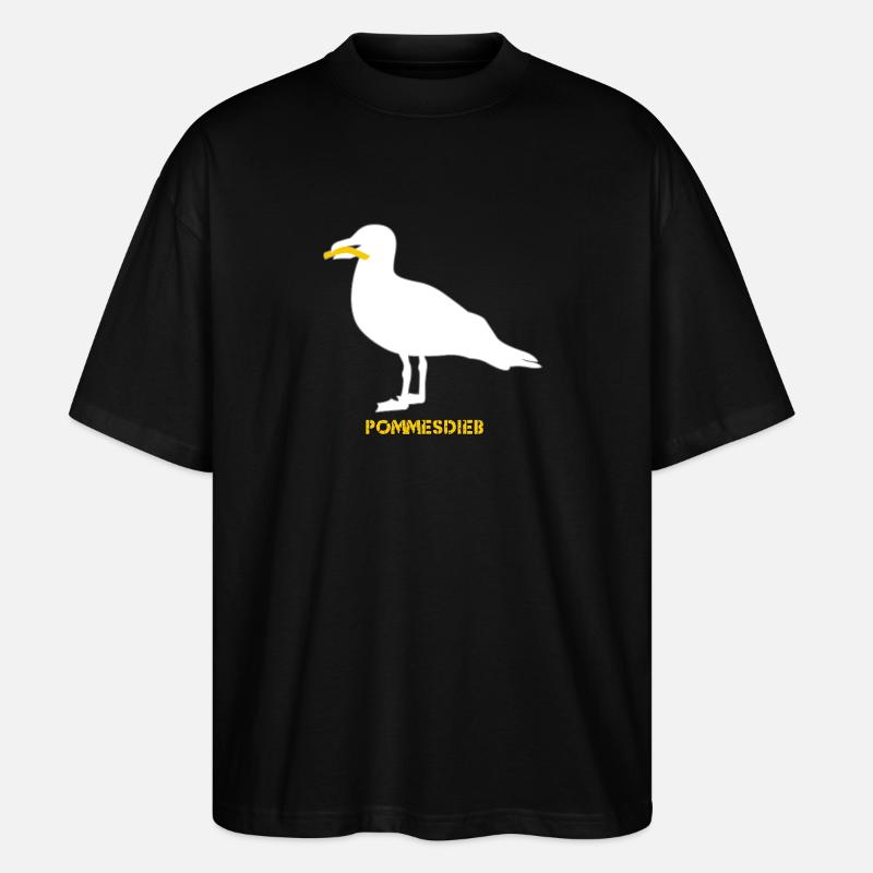 Frites Mouette Voleuse - Blanc - T-shirt bio Blaster 2.0 coupe oversize Stanley/Stella Unisexe - noir