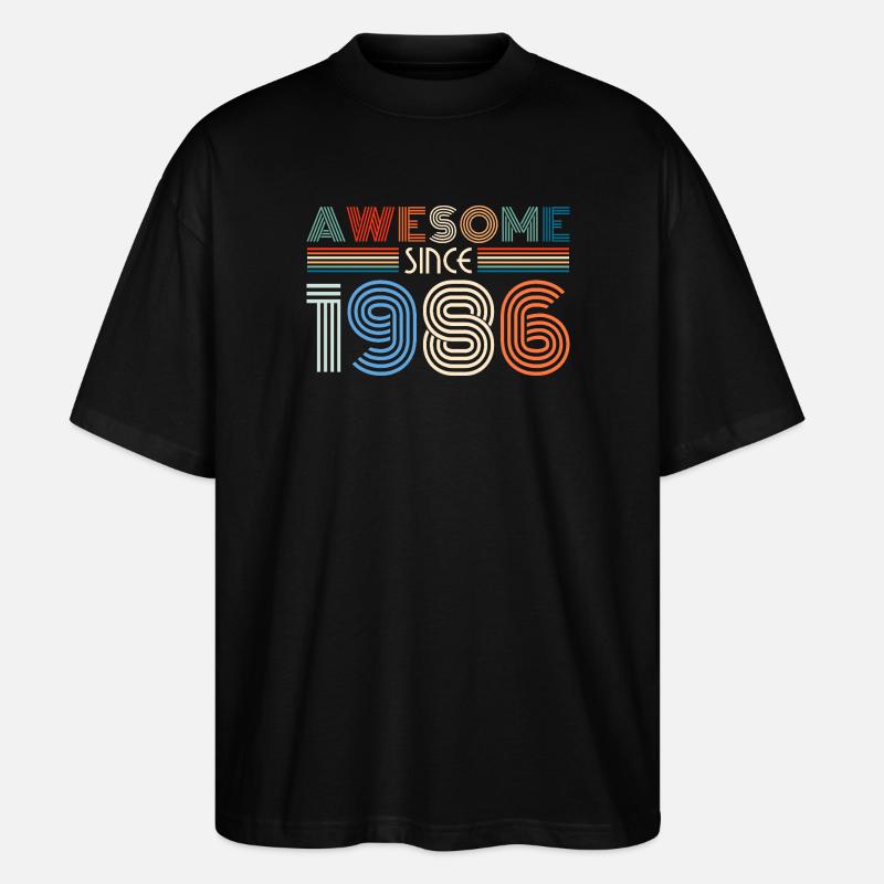 Awesome Since 1986 Retro Stripes - Stanley/Stella Oversized Unisex Bio T-Shirt Blaster 2.0 - Schwarz