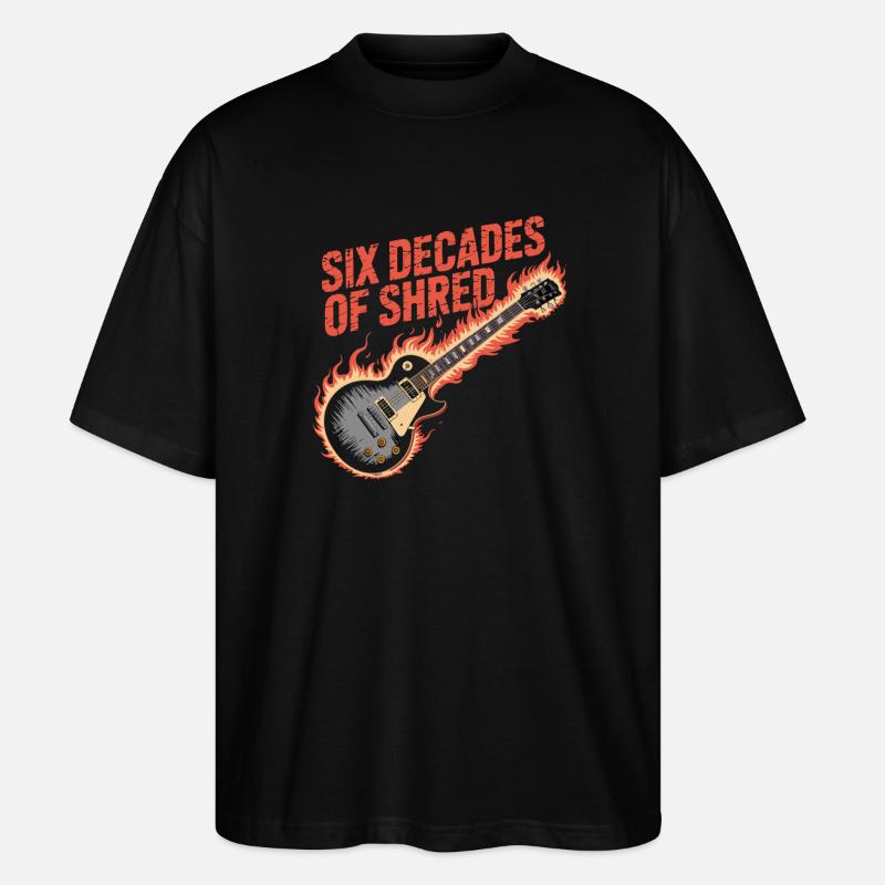 Sechs Jahrzehnte Rock-Gitarre Feuer - Stanley/Stella Oversized Unisex Bio T-Shirt Blaster 2.0 - Schwarz