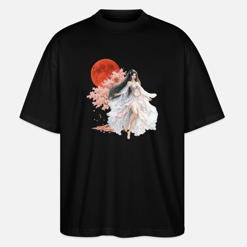 Enchanteresse Fleur au Clair de Lune - T-shirt bio Blaster 2.0 coupe oversize Stanley/Stella Unisexe - noir