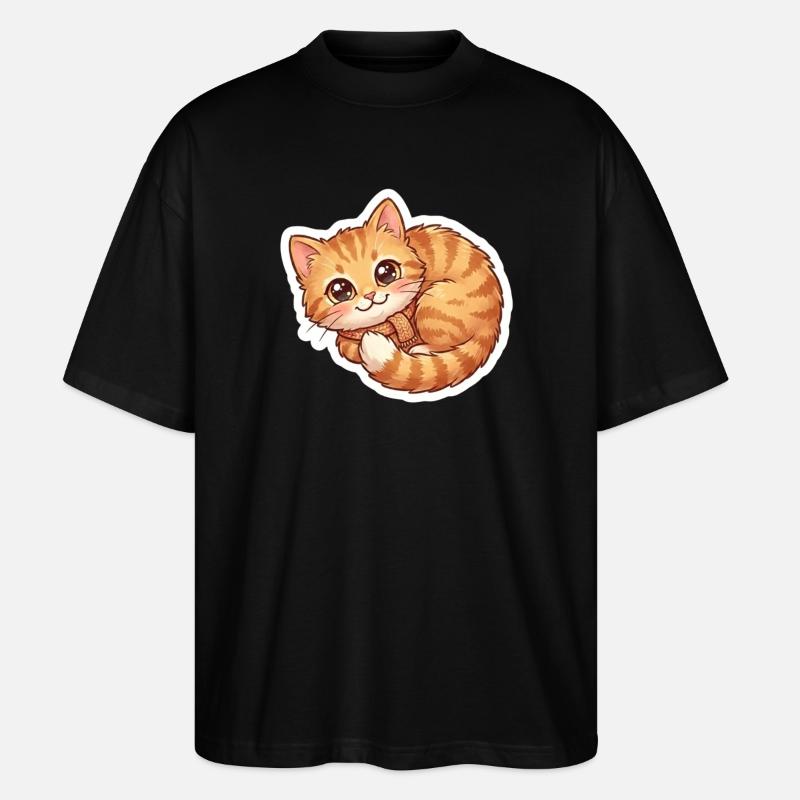 Écharpe douillette orange pour chat - T-shirt bio Blaster 2.0 coupe oversize Stanley/Stella Unisexe - noir