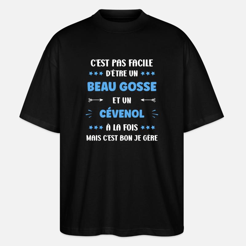 Beau gosse cévenol à la fois - T-shirt bio Blaster 2.0 coupe oversize Stanley/Stella Unisexe - noir