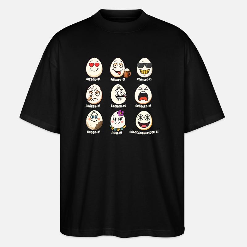 Wortwitziges Eier-Allerlei  - Stanley/Stella Oversized Unisex Bio T-Shirt Blaster 2.0 - Schwarz