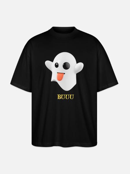 Fluffy Ghost with Tongue - Stanley/Stella Oversized Unisex Organic T-shirt Blaster 2.0 - black