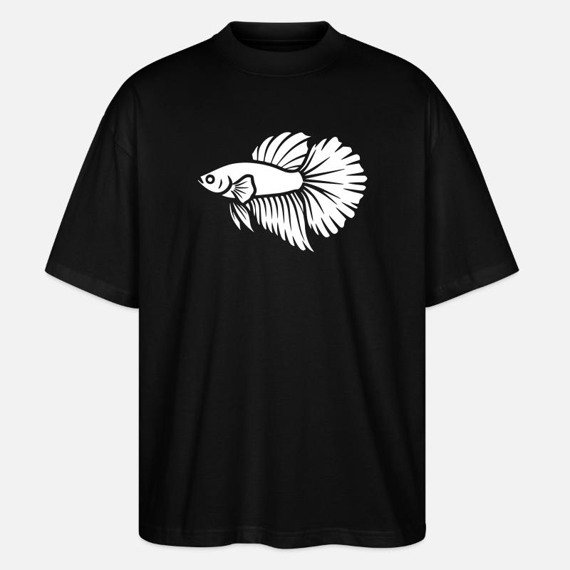 Betta Fish Aquarium Vector - Stanley/Stella Oversized Unisex Organic T-shirt Blaster 2.0 - black