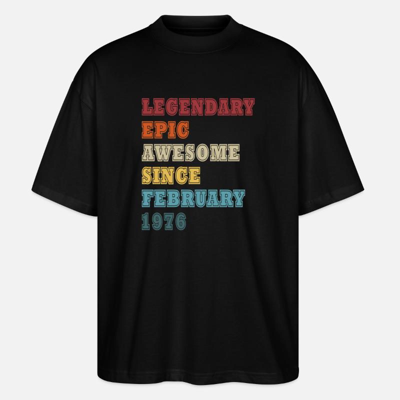 50e anniversaire février 1976 Millésime - T-shirt bio Blaster 2.0 coupe oversize Stanley/Stella Unisexe - noir