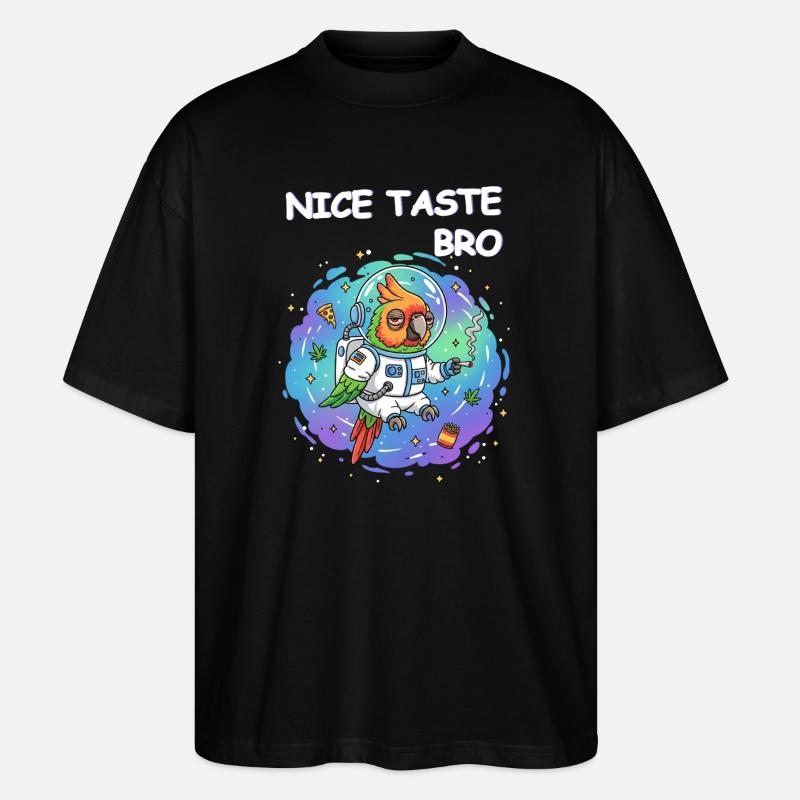 Perroquet des Herbes de l’Espace - T-shirt bio Blaster 2.0 coupe oversize Stanley/Stella Unisexe - noir