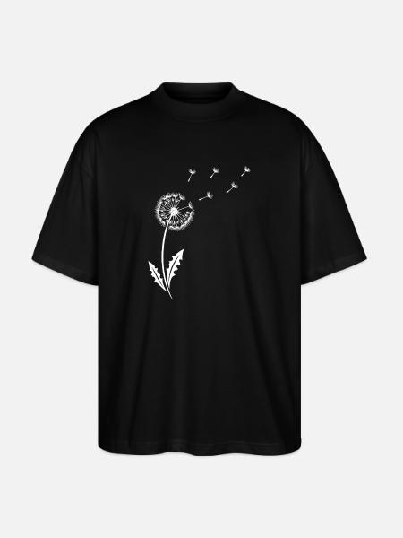 Dandelion - Minimalist Nature Design - Stanley/Stella Oversized Unisex Organic T-shirt Blaster 2.0 - black