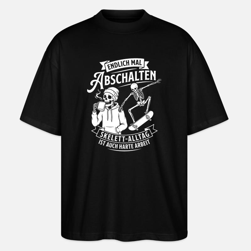 Éteindre avec Skeleton Skate - T-shirt bio Blaster 2.0 coupe oversize Stanley/Stella Unisexe - noir