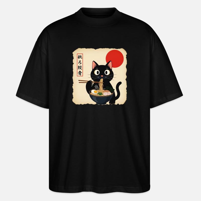 Katzensuppe mit roter Sonne - Stanley/Stella Oversized Unisex Bio T-Shirt Blaster 2.0 - Schwarz