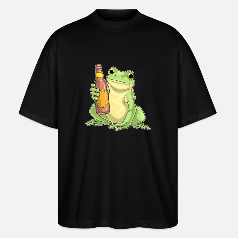 Frosch Flasche Bier - Stanley/Stella Oversized Unisex Bio T-Shirt Blaster 2.0 - Schwarz