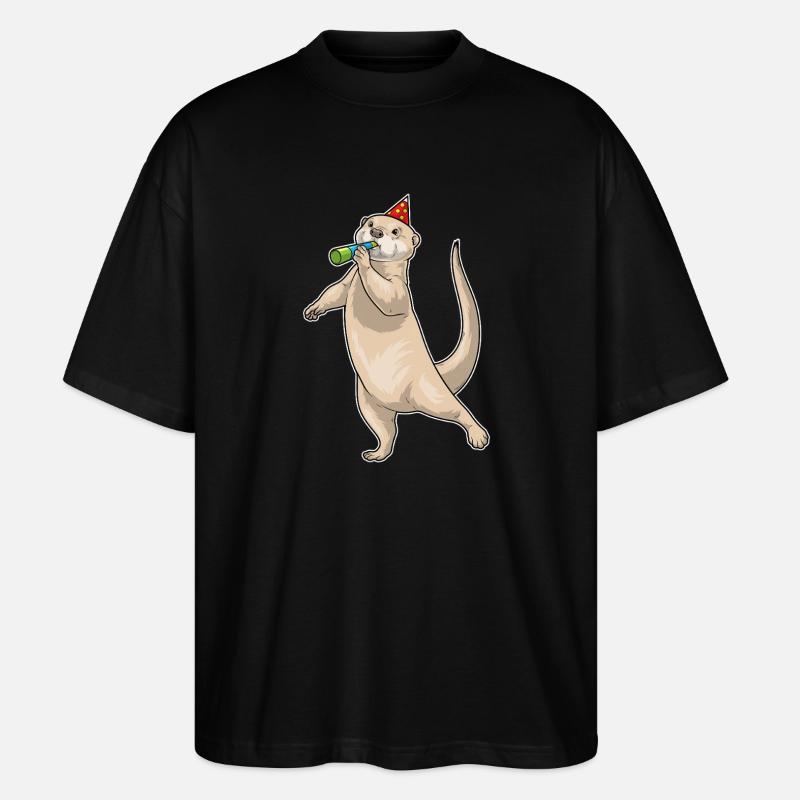 Otter Birthday Toad - Stanley/Stella Oversized Unisex Organic T-shirt Blaster 2.0 - black
