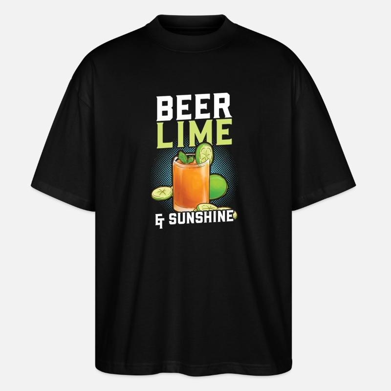Bier Limette Sunshine - Stanley/Stella Oversized Unisex Bio T-Shirt Blaster 2.0 - Schwarz