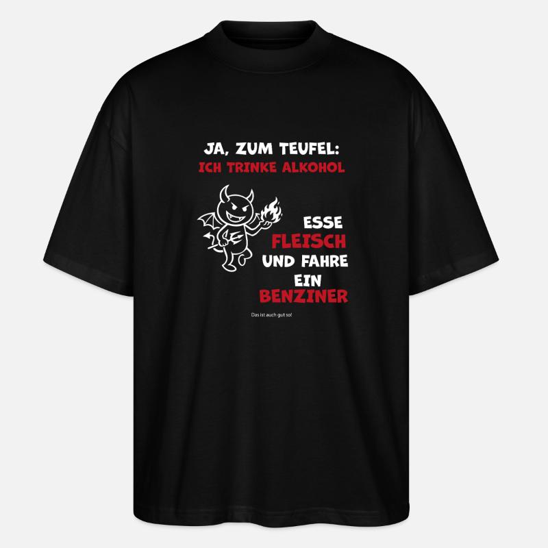 Devilish lifestyle: alcohol, meat - Stanley/Stella Oversized Unisex Organic T-shirt Blaster 2.0 - black