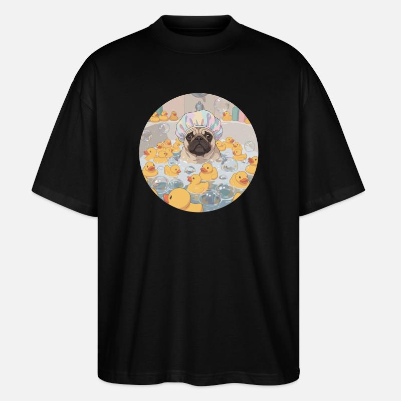 Mops in the bubble bath - Stanley/Stella Oversized Unisex Organic T-shirt Blaster 2.0 - black