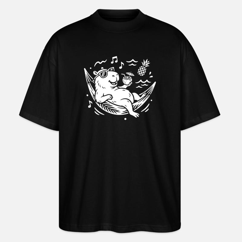 Détente au hamac de capy - T-shirt bio Blaster 2.0 coupe oversize Stanley/Stella Unisexe - noir