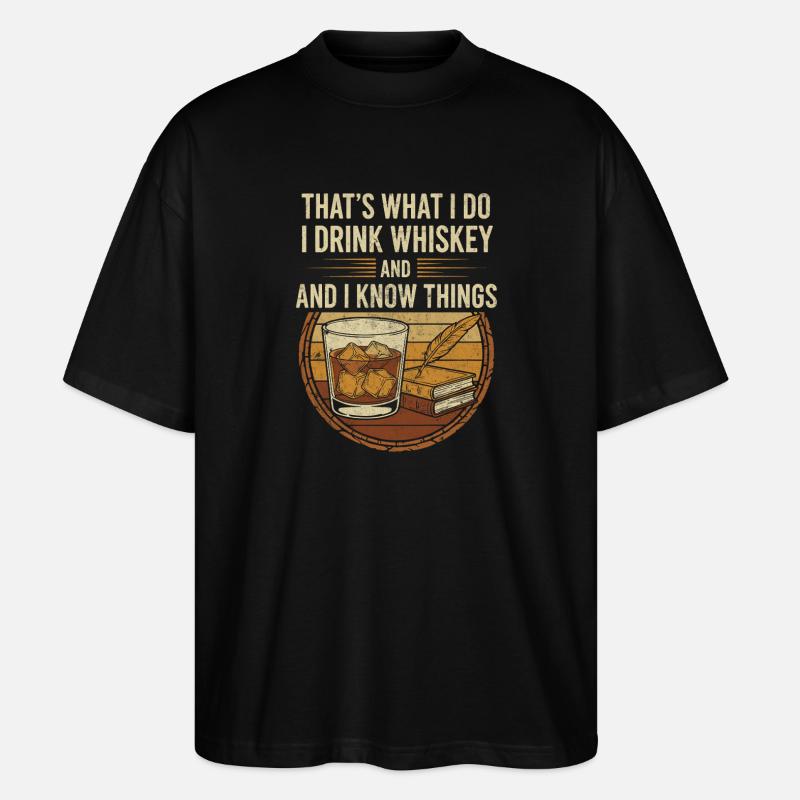 Whiskey, Bücher und Bar-Look - Stanley/Stella Oversized Unisex Bio T-Shirt Blaster 2.0 - Schwarz