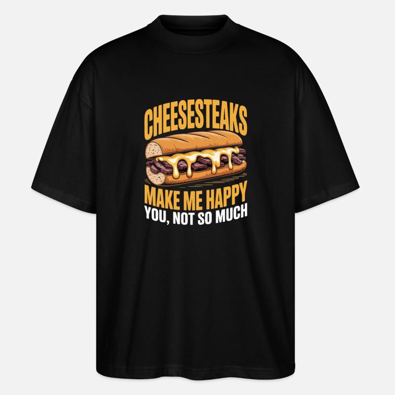 Cheesesteaks machen mich glücklich - Stanley/Stella Oversized Unisex Bio T-Shirt Blaster 2.0 - Schwarz