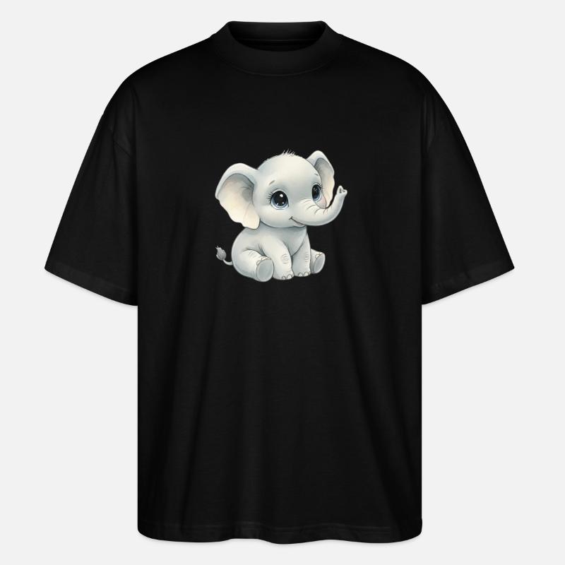 Petit éléphant dans le style aquarelle - T-shirt bio Blaster 2.0 coupe oversize Stanley/Stella Unisexe - noir