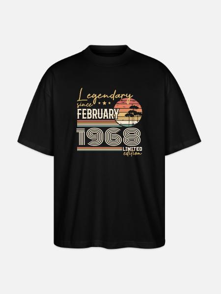 Février 1968 anniversaire 1968 légendes Février - T-shirt bio Blaster 2.0 coupe oversize Stanley/Stella Unisexe - noir