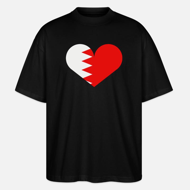 Herz der Bahrain-Flagge - Stanley/Stella Oversized Unisex Bio T-Shirt Blaster 2.0 - Schwarz