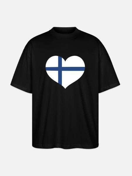 Finland Flag Heart - Stanley/Stella Oversized Unisex Organic T-shirt Blaster 2.0 - black