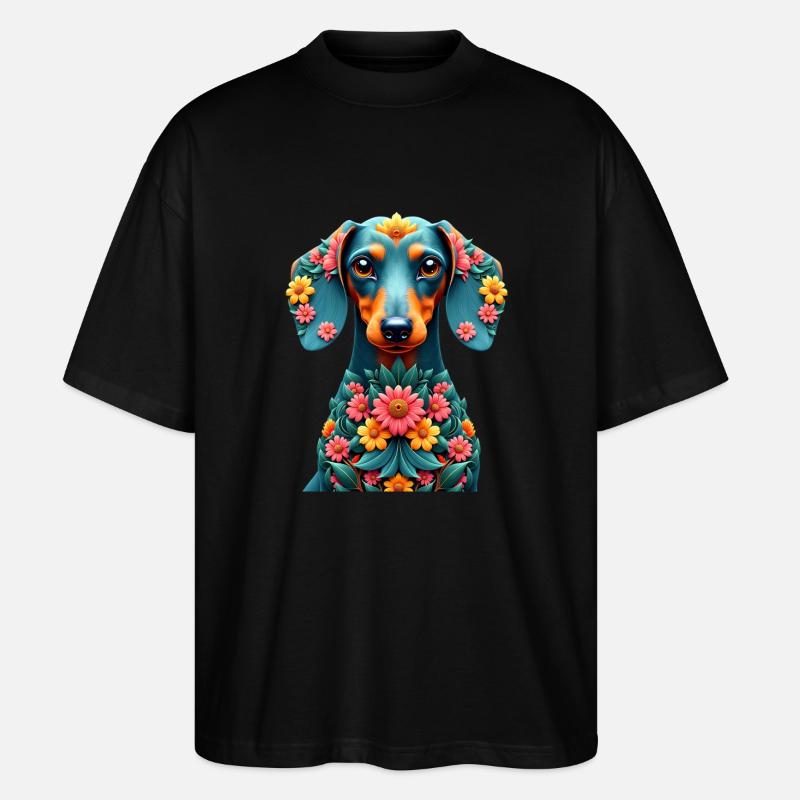 Dackel Dachshund Tekel - Stanley/Stella Oversized Unisex Bio T-Shirt Blaster 2.0 - Schwarz