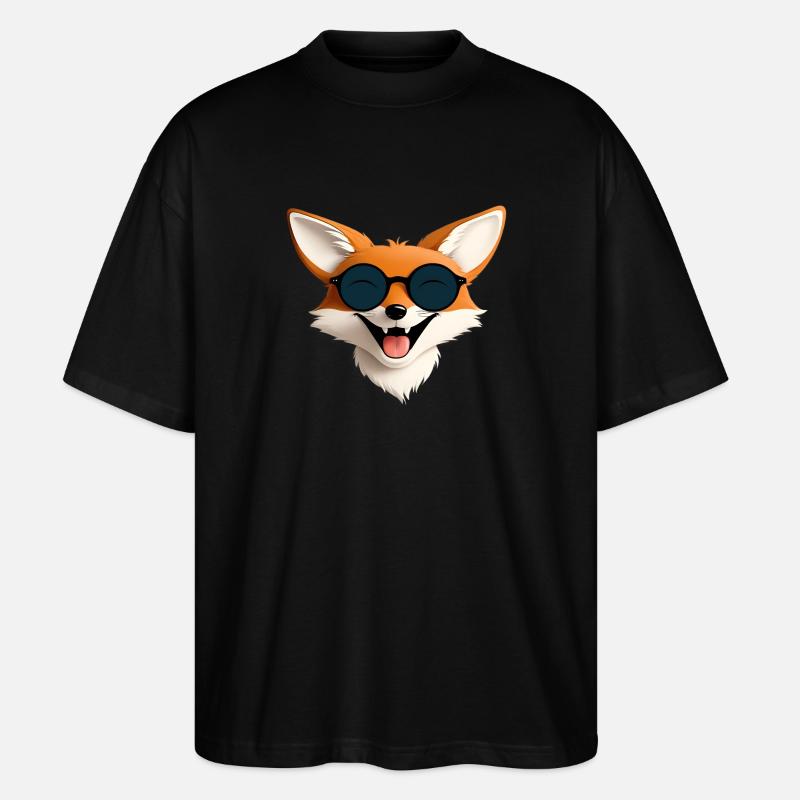 Fröhlicher Fuchs mit Sonnenbrille - Stanley/Stella Oversized Unisex Bio T-Shirt Blaster 2.0 - Schwarz